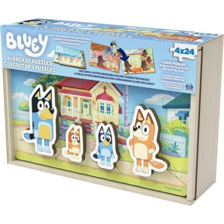 Bluey Paquete de 4 Rompecabezas de Madera con Personajes de Bingo