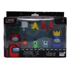 Figura Among Us 2.5 Pulgadas Azul y Rojo