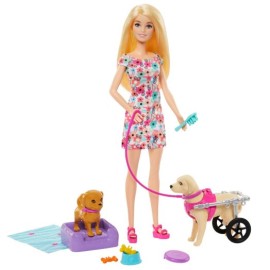 Barbie paseo con perrito silla de ruedas