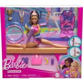 Barbie Profesiones Set de Juego Gimnasta Cabello Castaño HRG53