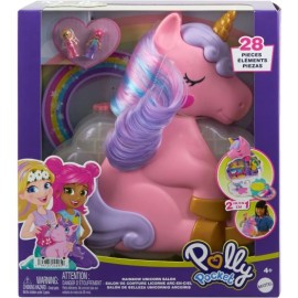 Polly Pocket Estuche 2 en 1 Salón de Belleza Unicornio arcoíris HYD97